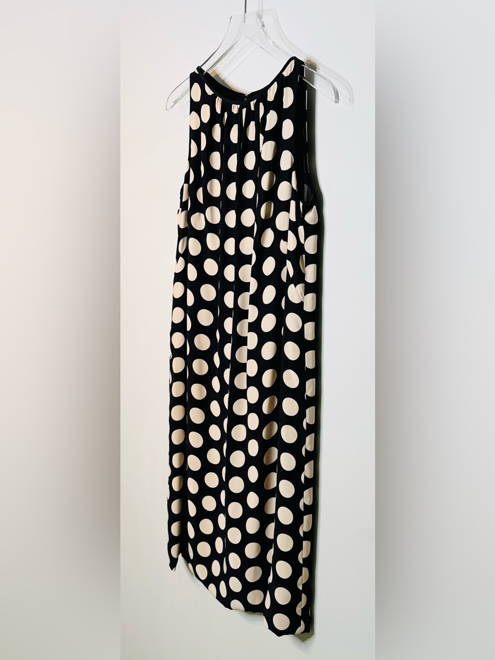 Akris Punto Black Cream Polka Dot Silk Sleeveless Shift Dress - Picture 4 of 11